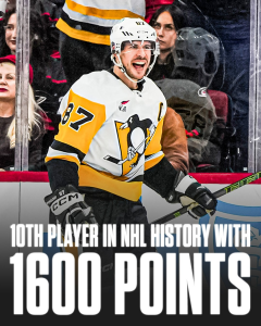 

'Sidney Crosby (1,600 points) and Evgeni Malkin (500 goals) Reach Career Milestones'